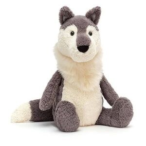 NWT rare retired Jellycat London Woodruff  Wolf stuffed animal stuffie plush